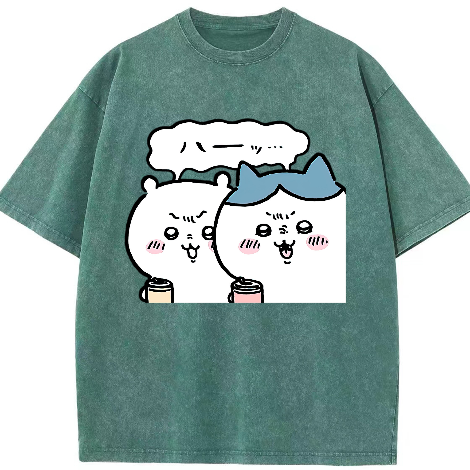 （画像用） ちいかわ ハチワレ Chii-kawa hachiware 綿100% ヴィンテージ風 半袖Tシャツ（フロントプリント）